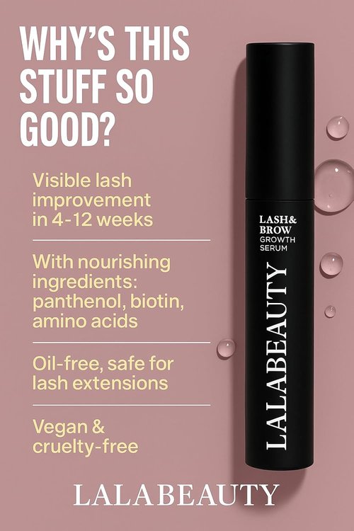LalaBeautyCo Lash Growth Serum - Longer, Thicker Lashes with Peptide & Biotin Formula | Ophthalmologist Tested, Cruelty-Free