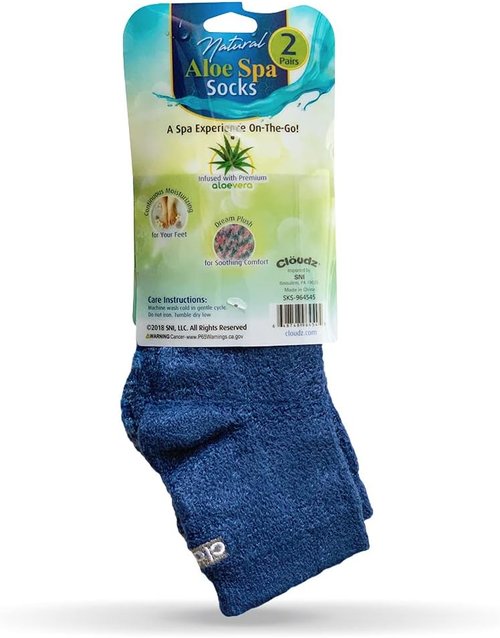 Cloudz - Dreamy Blue Aloe Vera Spa Socks - 2 Pairs of Soft Plush Comfort | Assorted Patterns