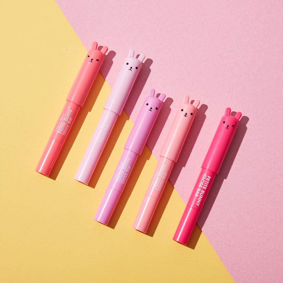 TONYMOLY Petit Bunny Lip Gloss Set - Hydrating Korean Lip Crayons with Vitamin E | 3 Pack for Easter Gifts