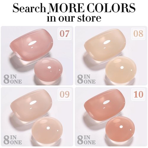 Double Rhythm Milky White Rubber Gel Nail Polish 15ml Nail Strengthener in a Bottle Nail Extension Hard Gel Soak Off Long Lasting UV Gel (Jelly White 8 in 1-2)