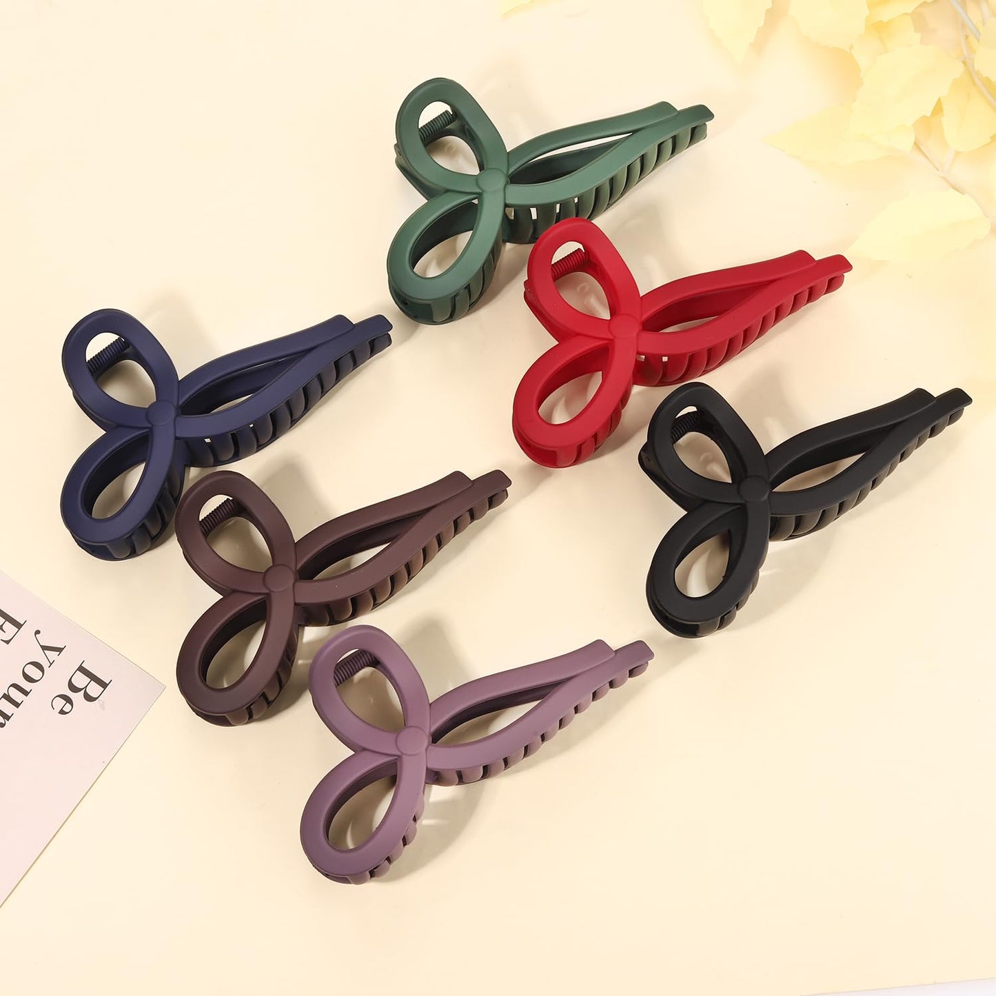 Bow Hair Claw Clips for Women Statement Bow Hair Clips Ribbon Bow Hair Barrette Summer Holiday Hair Accessory Party Jeweled Gifts (6PCS)