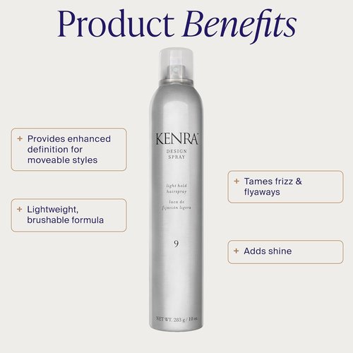 Kenra Design Spray 9 - Light Hold Hairspray for Taming Frizz & Flyaways | Lightweight & Brushable Formula