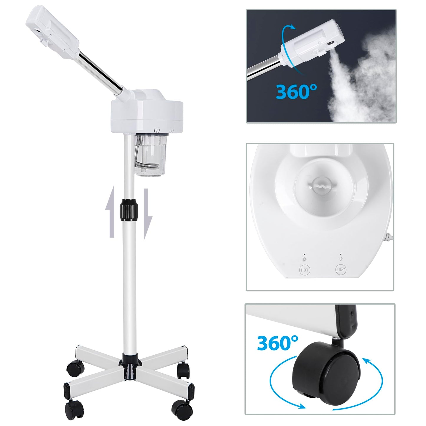 HomGarden Ozone Facial Steamer Professional Salon Spa Sterile Ozone Steamer Skin Cleaning Equipment Spray Machine for Personal Home