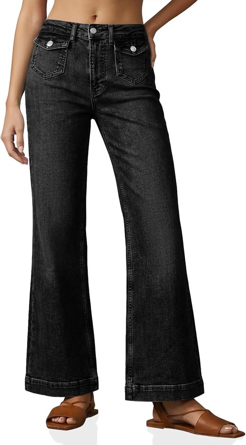 Cicy Bell Women's High Waisted Wide Leg Jeans - Casual Summer Baggy Denim Pants with Pockets