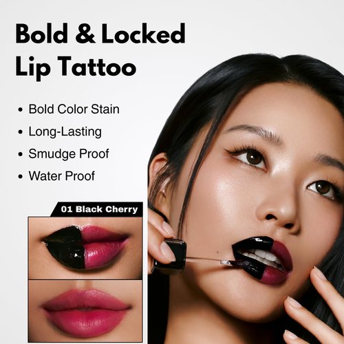 MILKTOUCH Black Peel Off Lip Tattoo - Long-Lasting Matte Lip Tint, Waterproof & Highly Pigmented (4.5g) #05 Black Fig