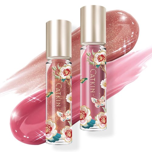 Catkin Lip Plumper Gloss - Tinted Serum with Hyaluronic Acid & Jojoba Oil | Non-Sticky Hydrating Formula, 0.12 Fl Oz (2pcs)