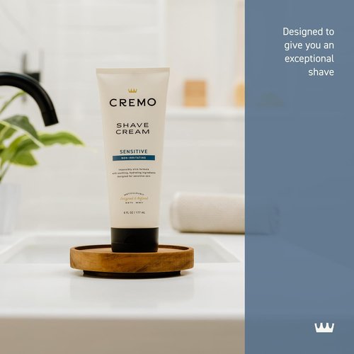 Cremo Sensitive Shave Cream - Ultra-Slick Formula for Men | Fights Nicks & Razor Burn, 6 Fl Oz