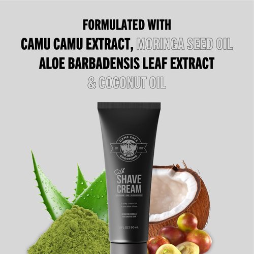 Game Face Silk Shave Cream - Hydrating Formula for Sensitive Skin, Fragrance-Free | 3 Fl. Oz.
