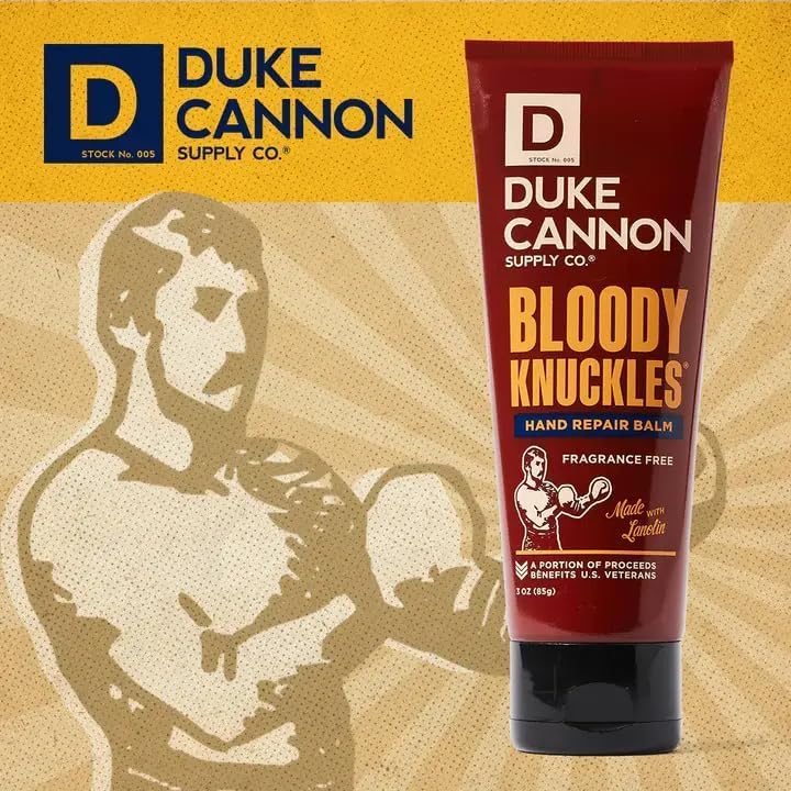 Duke Cannon Bloody Knuckles Hand Repair Balm - Unscented Moisturizing Cream for Dry, Cracked Hands | 3 oz Travel Size
