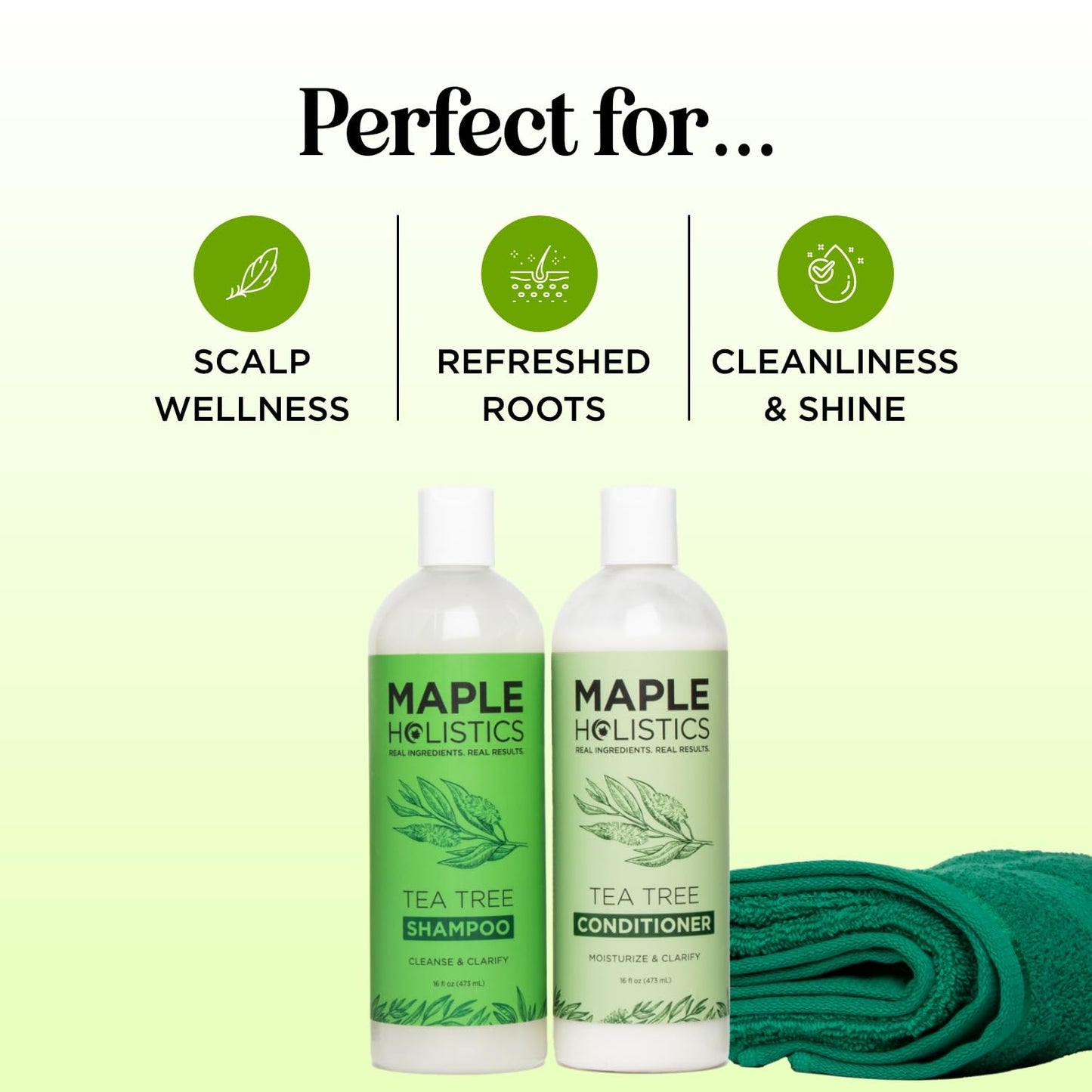 Tea Tree Shampoo and Conditioner Set | Sulfate-Free Clarifying Formula with Australian Tea Tree Oil - 8 Fl Oz