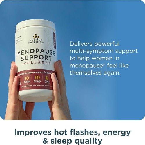 Ancient Nutrition Menopause Support Collagen Powder - Hydrolyzed Peptides for Hot Flashes & Sleep, Vanilla, 25 Servings