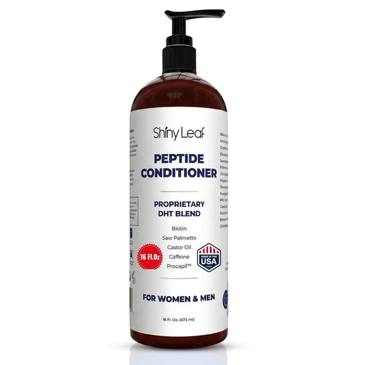 Shiny Leaf Peptide Conditioner - DHT Blocker with Biotin & Caffeine - Sulfate-Free Thickening Formula, 16 fl oz