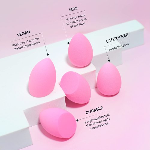 AOA STUDIO Mini Makeup Sponge Set - Latex-Free Blenders for Powder & Cream | 6 Super Soft Sponges (Pink)