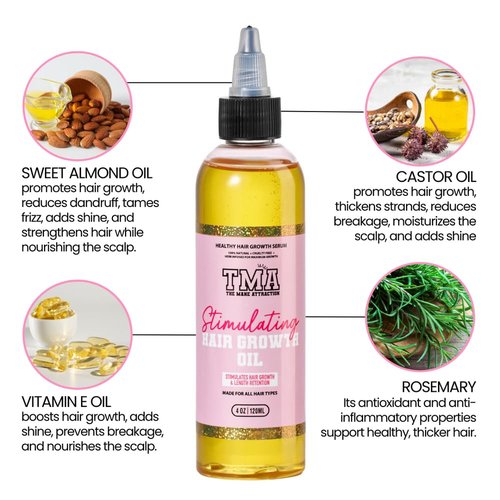 Mane Attraction Hair Oil - Stimulating Hair Growth & Moisture Sealing for All Hair Types - 4 Fl Oz
