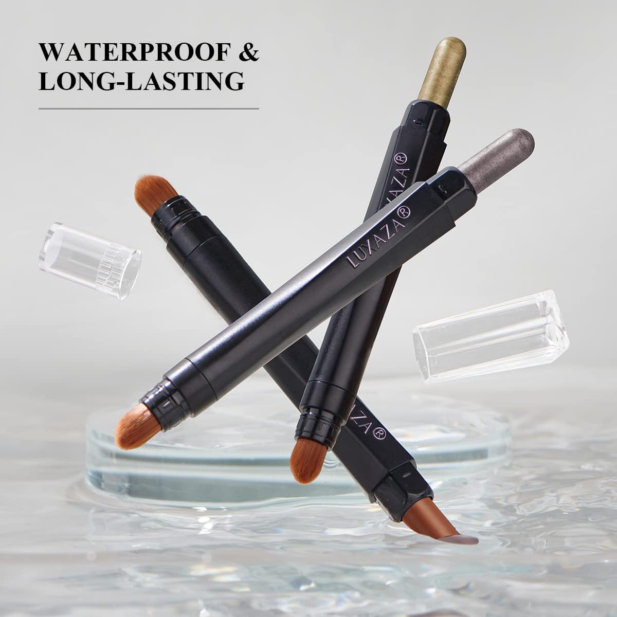 Cream Single Eyeshadow Stick with Blending Brush, Hypoallergenic Eye Shadow Sticks Makeup, Pro Waterproof & Long Lasting Eye Brightener Stick, Eyeshadow Pencil Crayon Shimmer #74