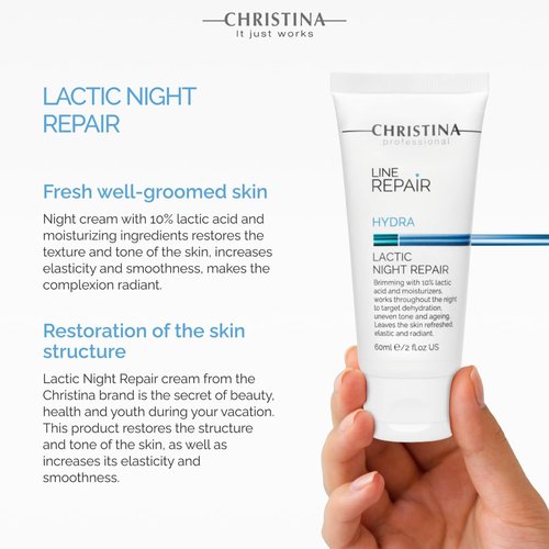 **CHRISTINA Line Repair Hydra Night Cream - Lactic Acid Formula for Skin Rejuvenation | Elasticity Boosting & Wrinkle Reducing | 60ml**