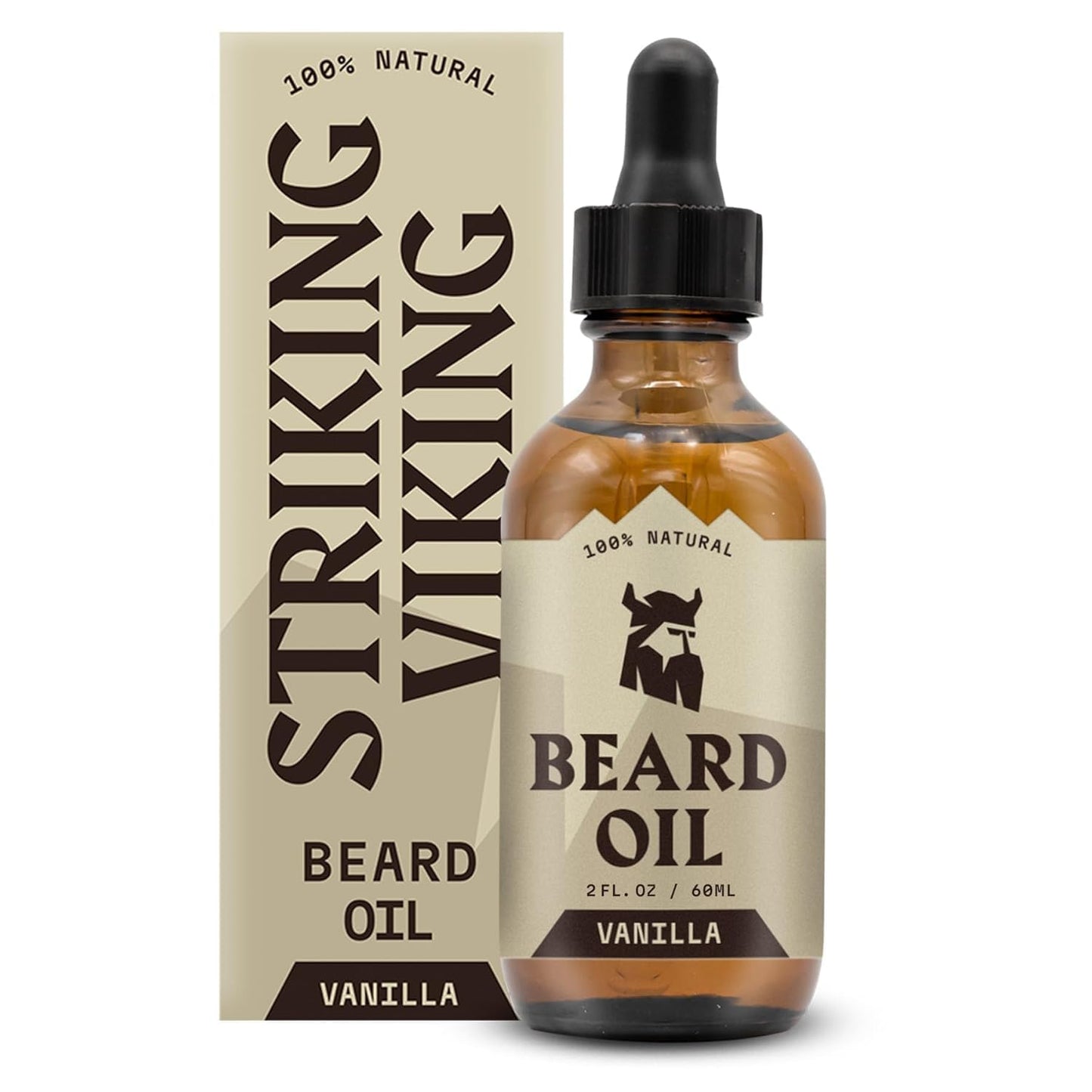 Striking Viking Vanilla Beard Oil - Naturally Derived Conditioner with Argan & Jojoba Oils for Soft, Moisturized Beard (2 Oz)
