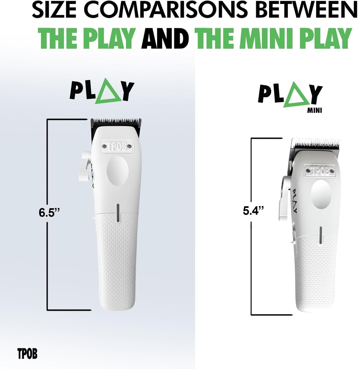 TPOB Mini Play Professional Hair Clippers - Compact Design for Precision Trimming | White