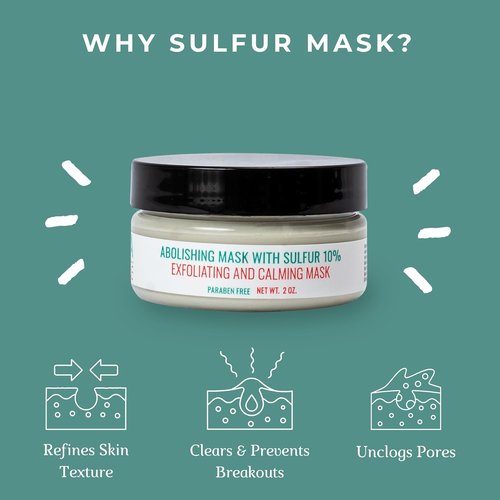 Regine Switzerland Sulfur Mask | Acne Treatment for Clear Skin - Non-Irritating, Paraben-Free, 2 OZ