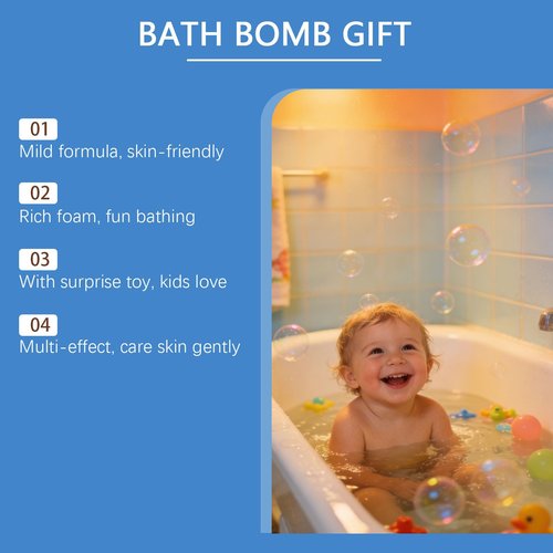 12-Piece Bath Bomb Gift Set for Kids with Surprise Inside, Natural Organic Fizzy Bubbles with Ocean Animal Toys, Gentle Bath Fizzies for Sensitive Skin, Fun Easter Birthday Gift for Girls Boys