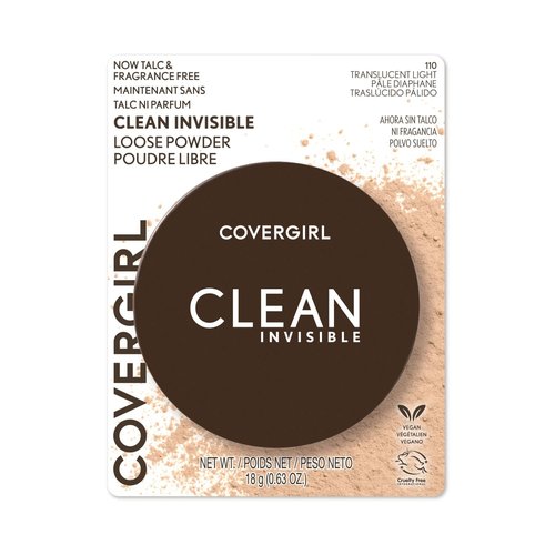 COVERGIRL Clean Invisible Loose Powder - Vegan Setting Powder for Flawless Finish - Translucent Light, 20g (Pack of 2)