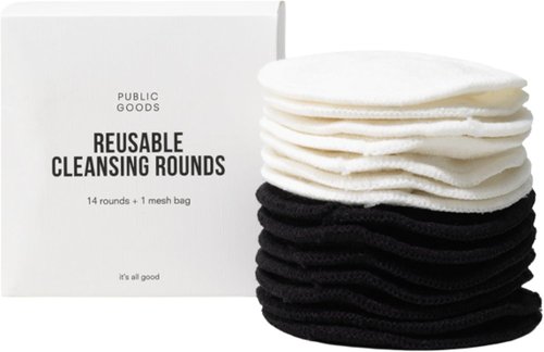 Public Goods Reusable Bamboo Cleansing Rounds - 14 Count Makeup Remover Pads with Cotton Mesh Bag | Eco-Friendly Vegan Skincare Essential