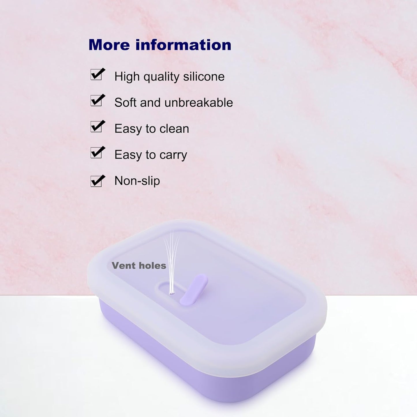 Skiennix Leak Proof Travel Soap Case - Portable Silicone Shampoo Bar Holder | Large Purple Design