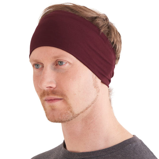 CHARM Womens Headband Wrap Bandana - Stretch Elastic Yoga Workout Running Head band Maroon