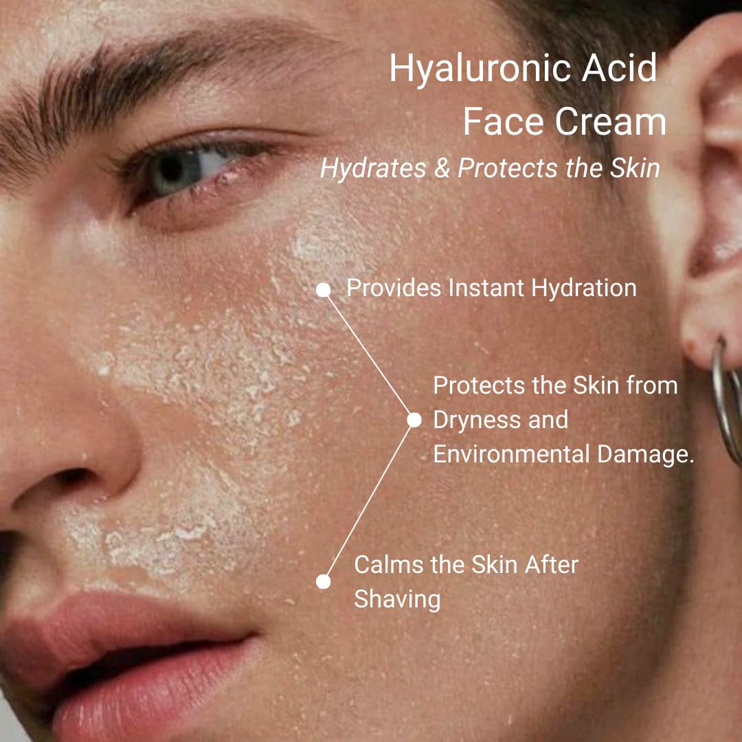 THAROS Men's Hyaluronic Acid Face Cream - Hydrating & Calming Moisture Guard | 1.7 fl. oz, Vegan for Normal & Dry Skin