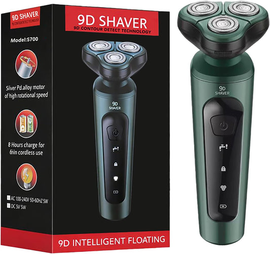 Skiennix Electric Razor - 3D Floating Heads Rotary Shaver | USB-C Rechargeable & Travel-Friendly (Green)