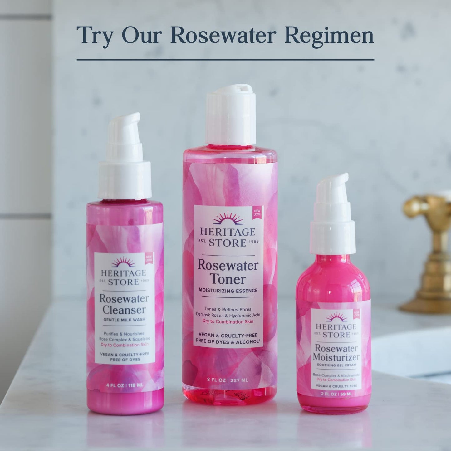 Heritage Store Rosewater & Glycerin Hydrating Facial Mist - Alcohol-Free Spray for Dry Skin, 8 Fl Oz