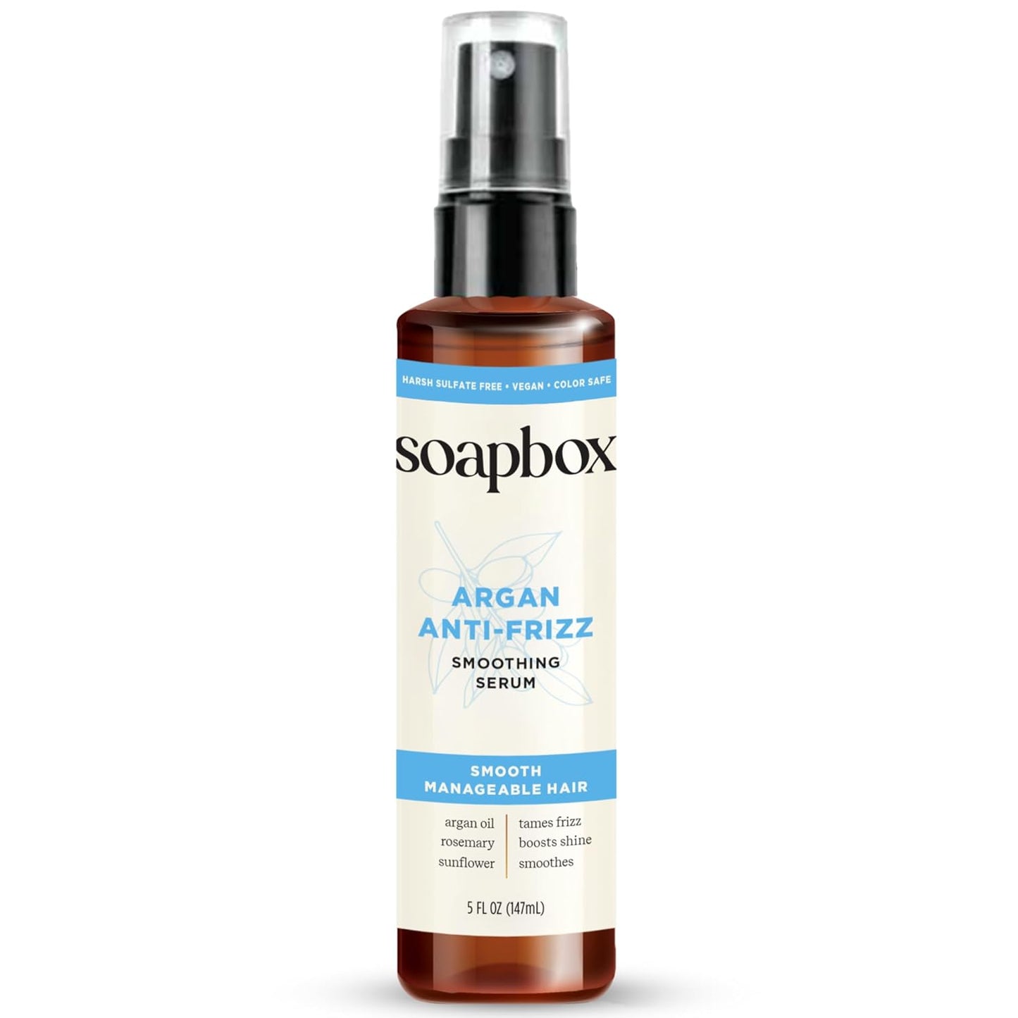 Soapbox Argan Oil Smoothing Serum - Anti-Frizz Treatment with Shea Butter & Vitamin E | 5 Fl Oz, Vegan & Cruelty-Free