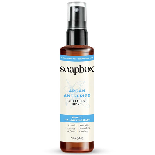 Soapbox Argan Oil Smoothing Serum - Anti-Frizz Treatment with Shea Butter & Vitamin E | 5 Fl Oz, Vegan & Cruelty-Free