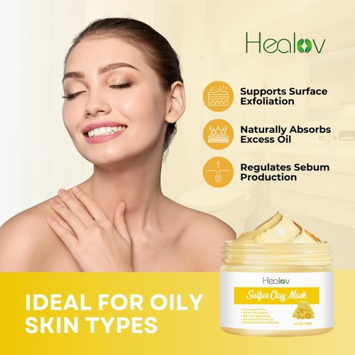 **Regine Switzerland Sulfur Face Mask - All-Natural Clay Treatment for Glowing Skin | Acne, Oily Skin Relief**