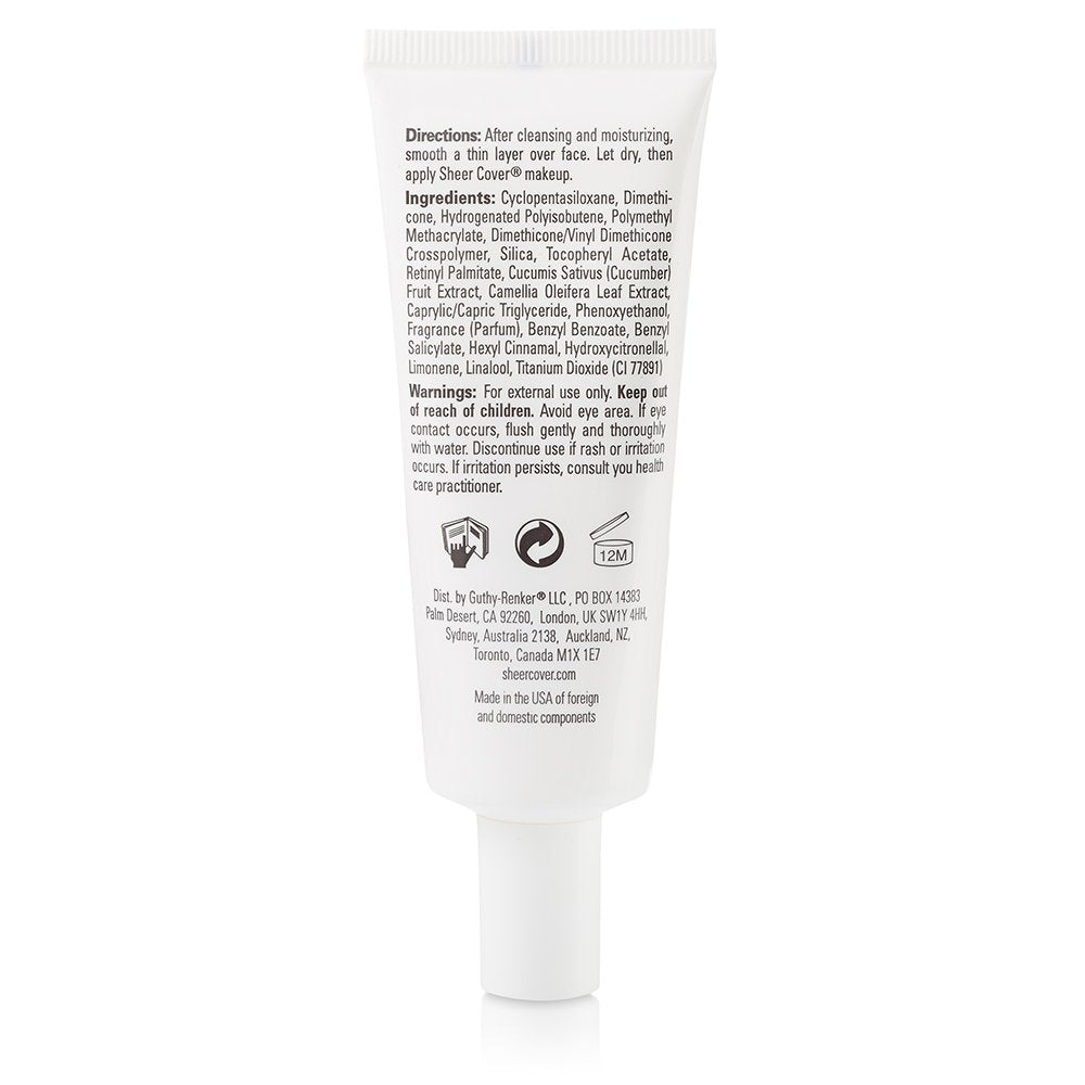 Sheer Cover Base Perfector Primer - Fills Fine Lines & Wrinkles for Flawless Makeup - 1.25 Ounce