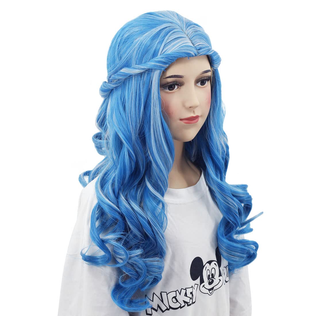 WildCos Long Light Blue with Gray Halloween Costume Cosplay Party Wig for Girls