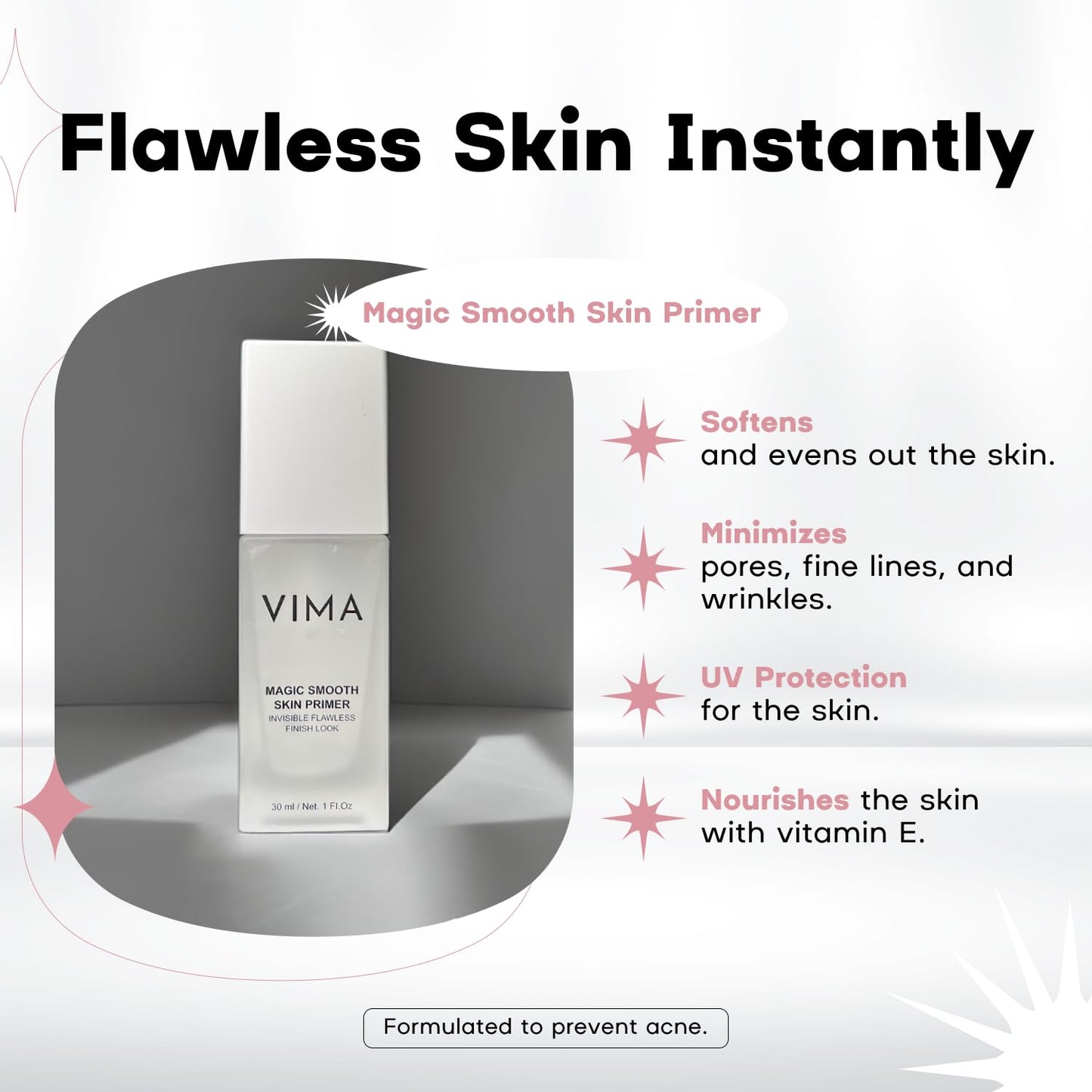 Vima Pore Blurring Makeup Primer - Smoothing & Line-Refining with Vitamin E - 1 fl oz