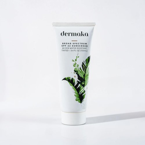 Dermaka Lightly Tinted Mineral Sunscreen SPF 42 - Anti-Aging Moisturizer with Zinc Oxide & Aloe Vera - Water Resistant & Reef Safe - 3.4 oz