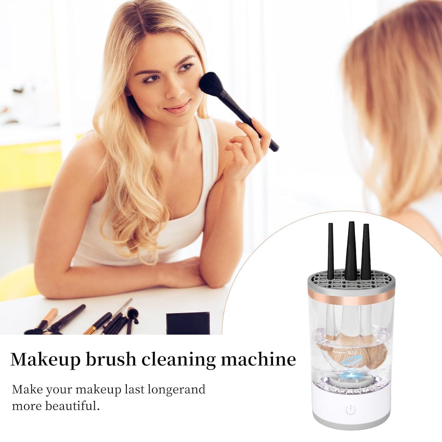Multi-Functional Electric Makeup Brush Cleaner - Automatic, Energy Saving Makeup Brush Cleaner: Convenient and efficient Makeup Brush Cleaning Solution (white)