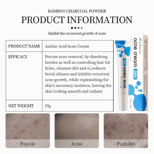 Regine Switzerland Azelaic Acid Acne Treatment Cream - 20% Glycolic Acid & Hyaluronic Acid, 20g
