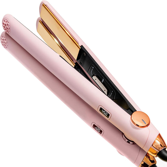 TYMO 2-in-1 Flat Iron Hair Straightener & Curler - 10s Fast Heating, 1 Inch Titanium, 32 Temp Settings