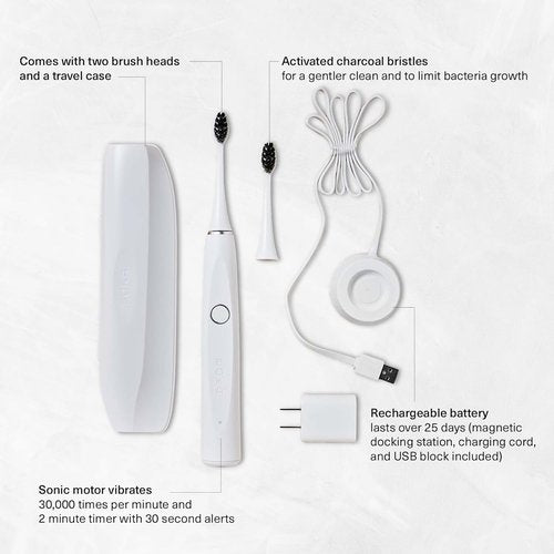 Boka Electric Toothbrush - Rechargeable Sonic Power with 2 Heads for Deep Cleaning | Dentist Recommended