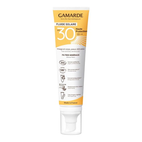 Gamarde Sun Fluid SPF 30 Sunscreen - Mineral Formula with Invisible Texture - Non-Sticky & Chemical-Free - 3.38 oz