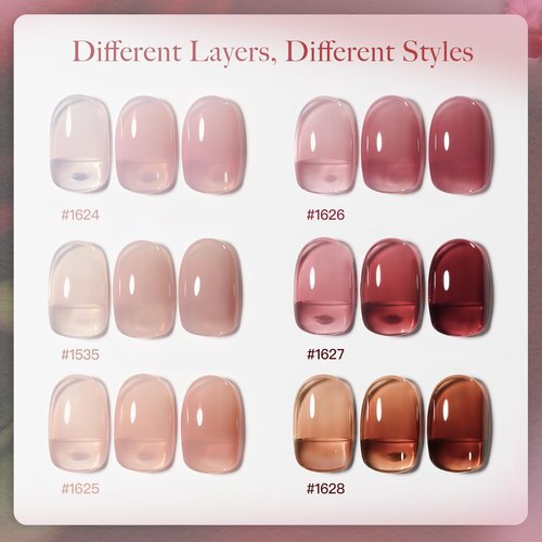 GAOY Jelly Gel Nail Polish Kit - 6 Transparent Nude & Pink Shades for Salon Quality Manicure | DIY Nail Art
