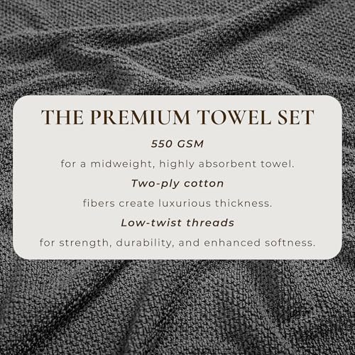 Dark Grey Bath Towel - 100% Cotton 54x27 Towel - Absorbent, Quick-Drying, Durable Bath Towels for Bathroom Decor - Low-Twist, Two-Ply Fibers (Dark Grey)
