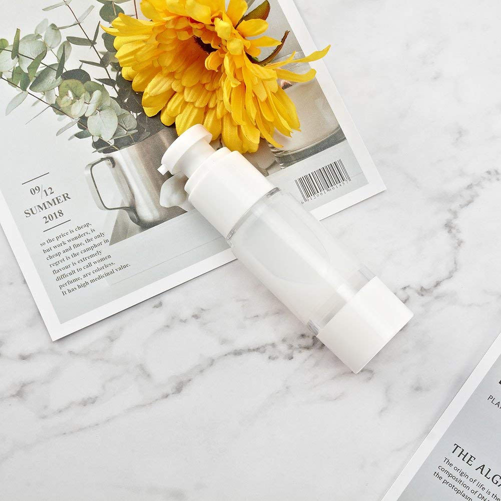 longway 1 Oz 30ml Clear Airless Cosmetic Cream Pump Bottle Travel Size Dispenser Refillable Containers/Foundation for Shampoo (Pack of 6)