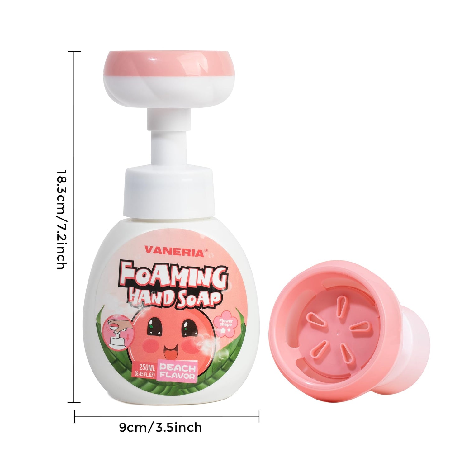 VANERIA Kids Foaming Hand Soap,Flower Stamp,Moisturizing and Gentle Hand Soap for Baby,Kids and Adults with Sensitive Skin 250ml/8.45 Fl Oz