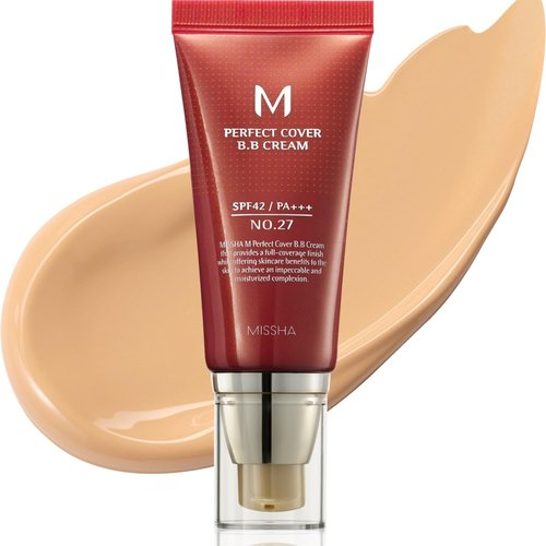 MISSHA M Perfect Cover BB Cream No.27 - Honey Beige Tinted Moisturizer with SPF 42 | 1.69 Fl Oz