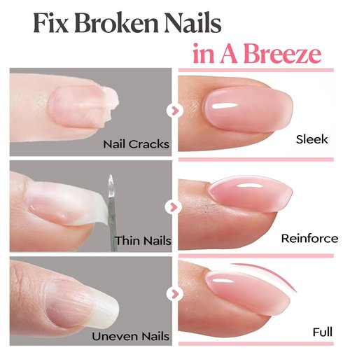 AZUREBEAUTY Builder Nail Gel - 7-in-1 Jelly Peach, 18ml | Beginner-Friendly 30-Day Nail Strengthener for DIY Home Salon