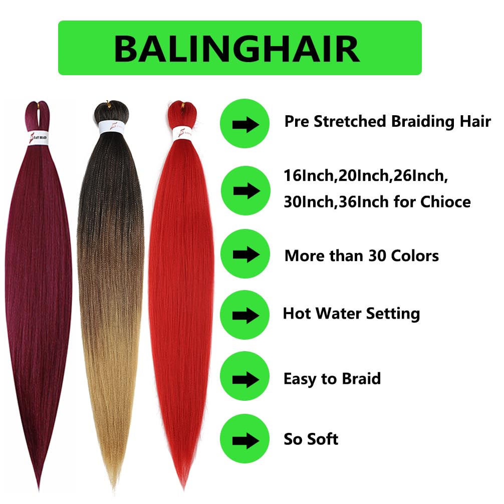 BALINGHAIR Pre-Stretched Braiding Hair Orange Braids Hair Extensions 26 Inch(Orange-8Pcs)